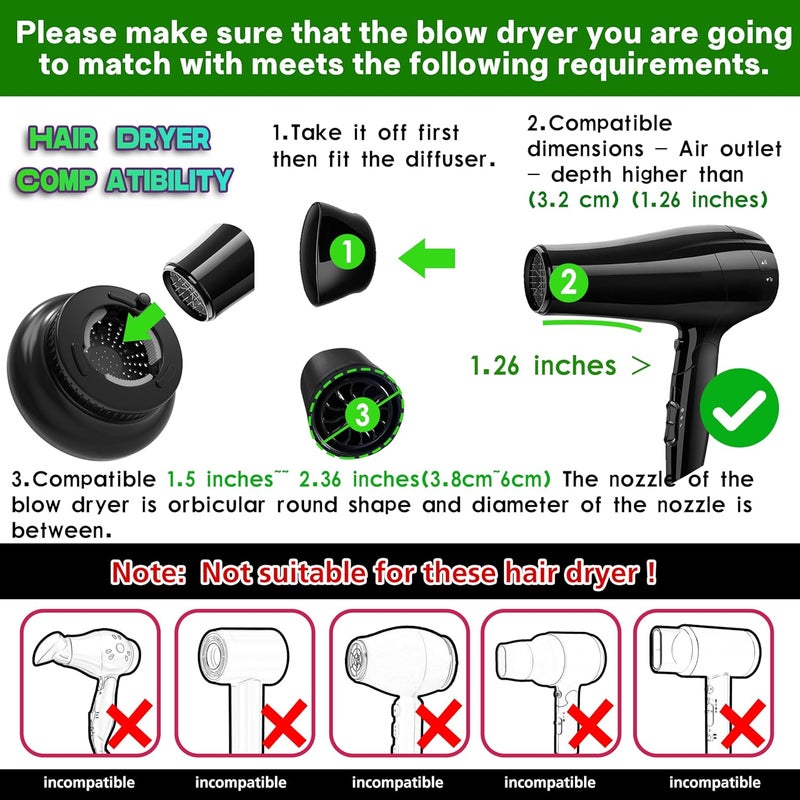 BLOLYO Hair Diffuser Attachment Universal Diffuser Hair Dryer for Curly Hair, Hair Dryer Diffuser for Blow Dry and Volumizing, Hair Diffuser for Curly Hair and Natural Wavy Hair （White） - Image 3